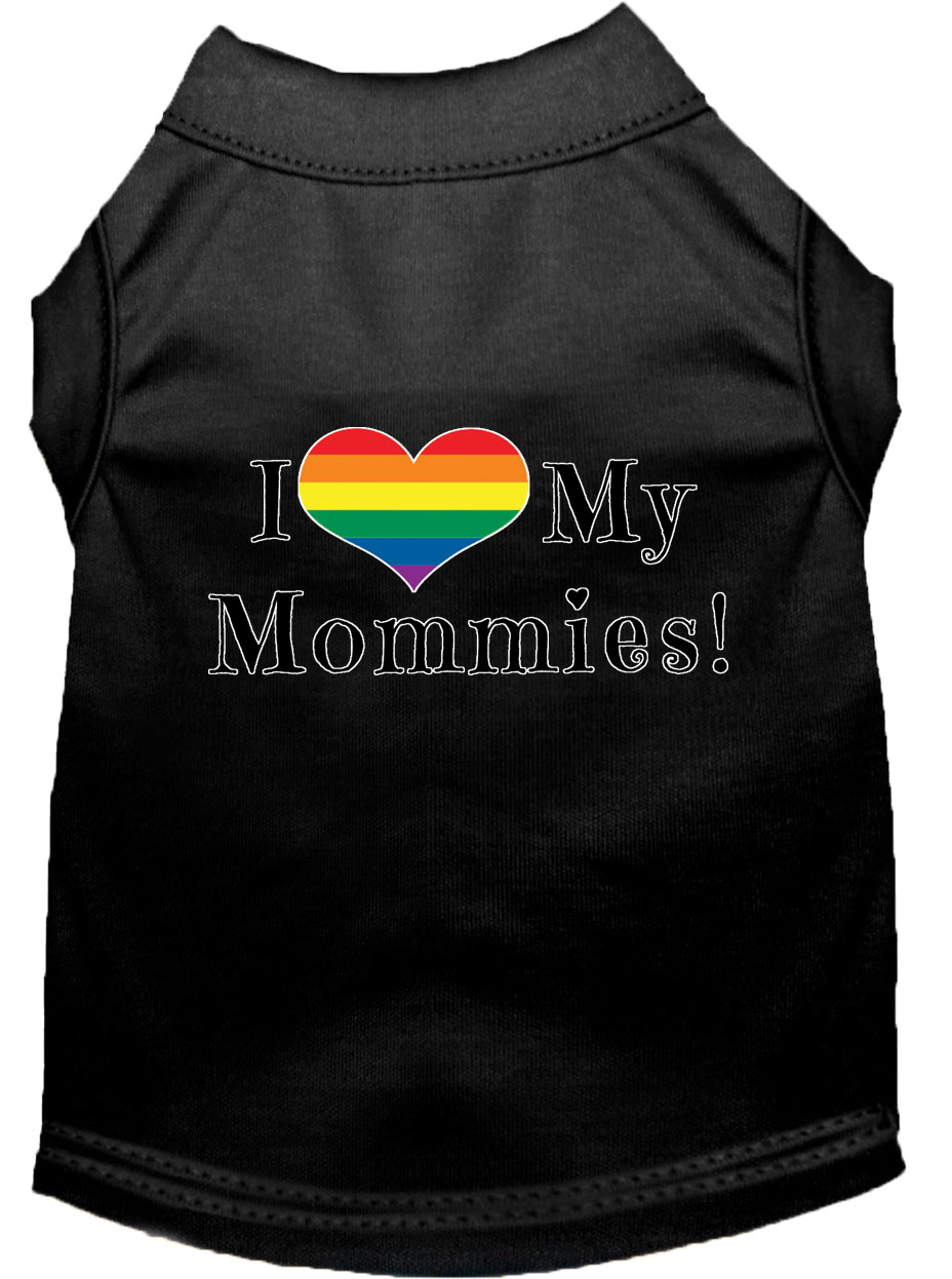I Heart my Mommies Screen Print Dog Shirt Black Sm